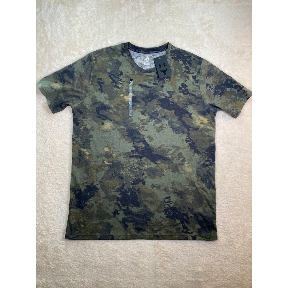 Under Armour Project Rock Mens Camo Short Sleeve T-Shirt Green Large NWT